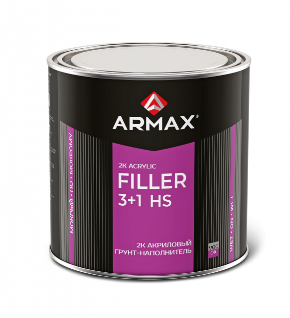 Грунтовка "мокрый по мокрому" ARMAX 3+1HS 2К (1кг) + Отвердитель ARMAX для грунта (0,2кг) белая